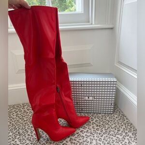 NEWBELLA- Over The Knee Red Boots